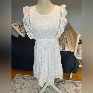 LUNGO L’ARNO White Eyelet Dress 100% Cotton- Made in Italy